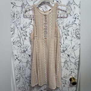 Free People Beige Cutout Mini Dress